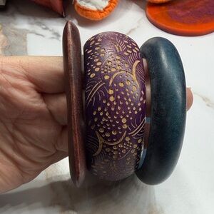 Set of Three Wooden Bangles